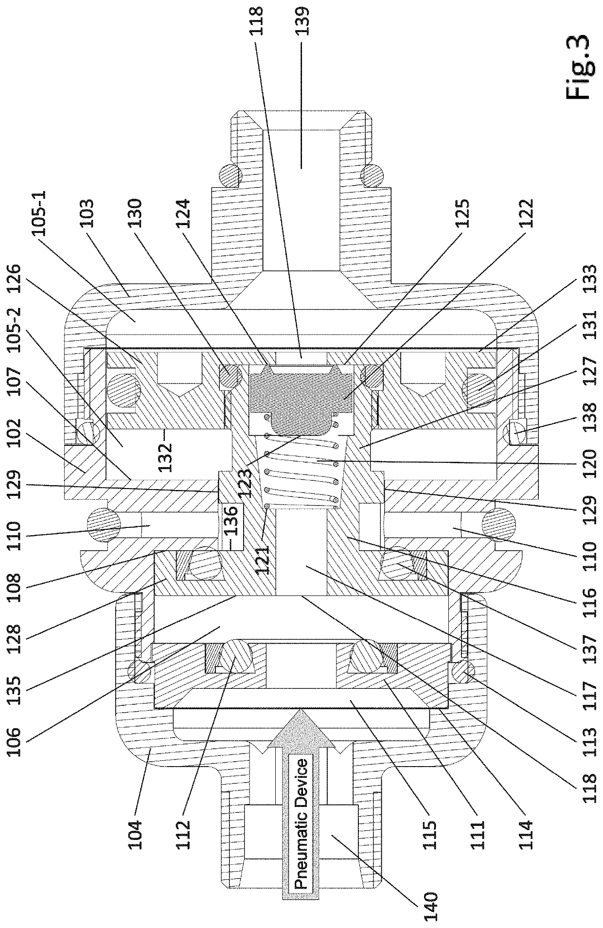 Automatic pressure valve for inflation / deflation of a pneumatic arrangement