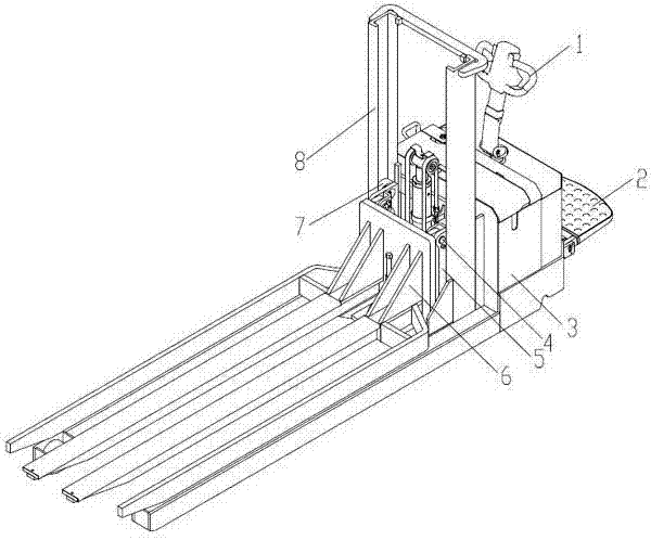 Forklift capable of travelling in ground guide rails