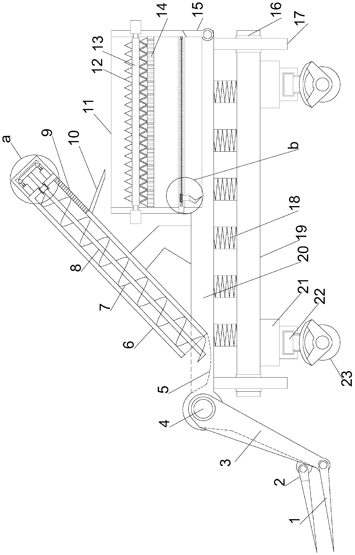 Movable building waste breaking and collecting device