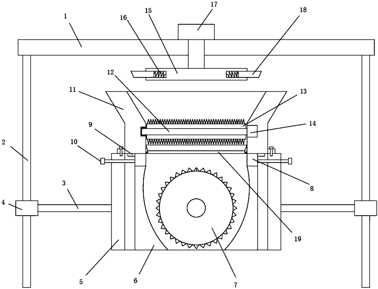 Raw material crushing device for mono-crystal furnace