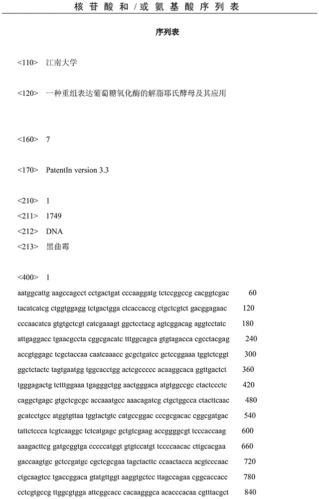 Recombinant glucose-oxidase-expressing Yarrowia lipolytica and application thereof