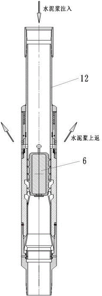 Drilling-free hierarchical cementing method and cementing device