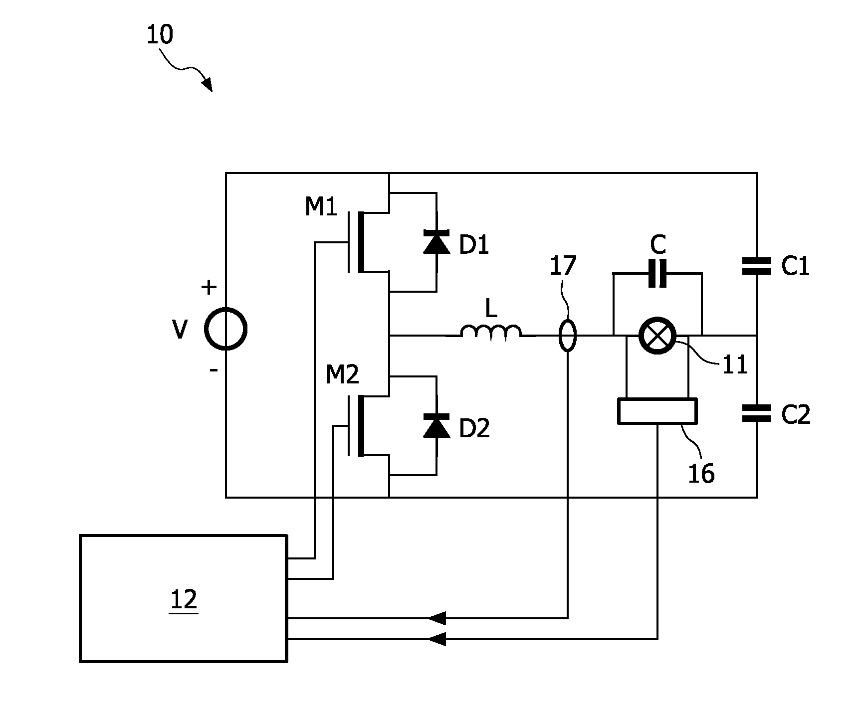 Device for driving a gas discharge lamp