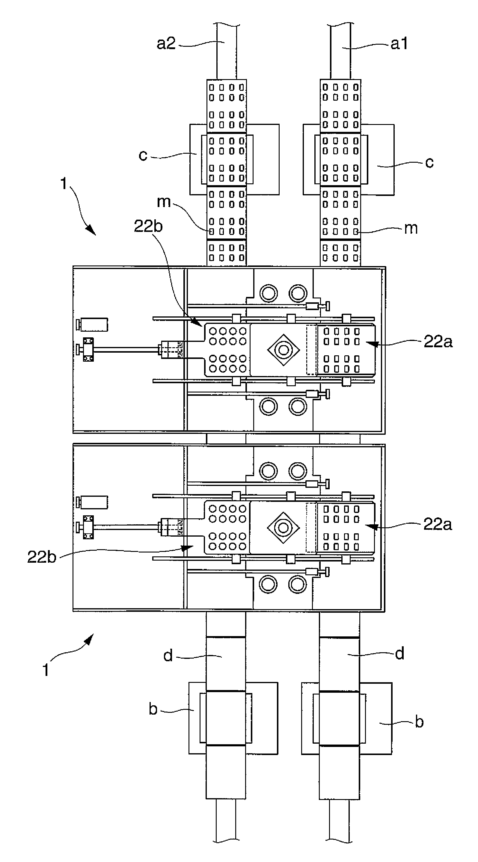 Powder compression molding machine and apparatus for continuous production of powder compression molded item using the machine