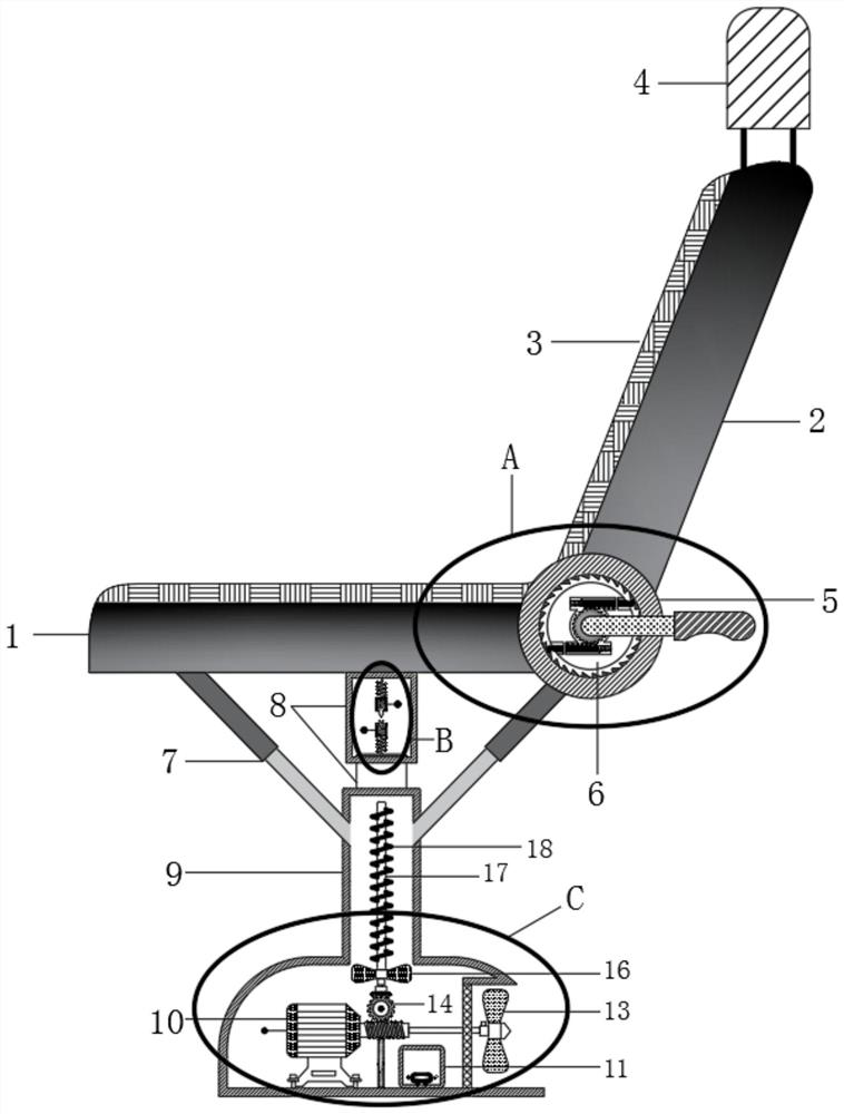 Automatic temperature adjustment office chair with adjustable backrest angle