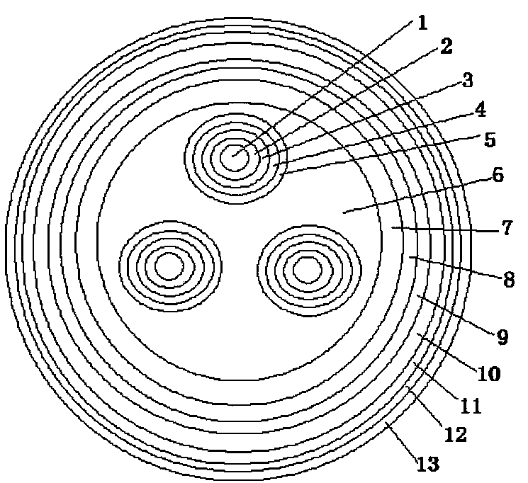 Purple-light cross-linked low-smoke halogen-free high flame-retardant EVA cable and production method thereof