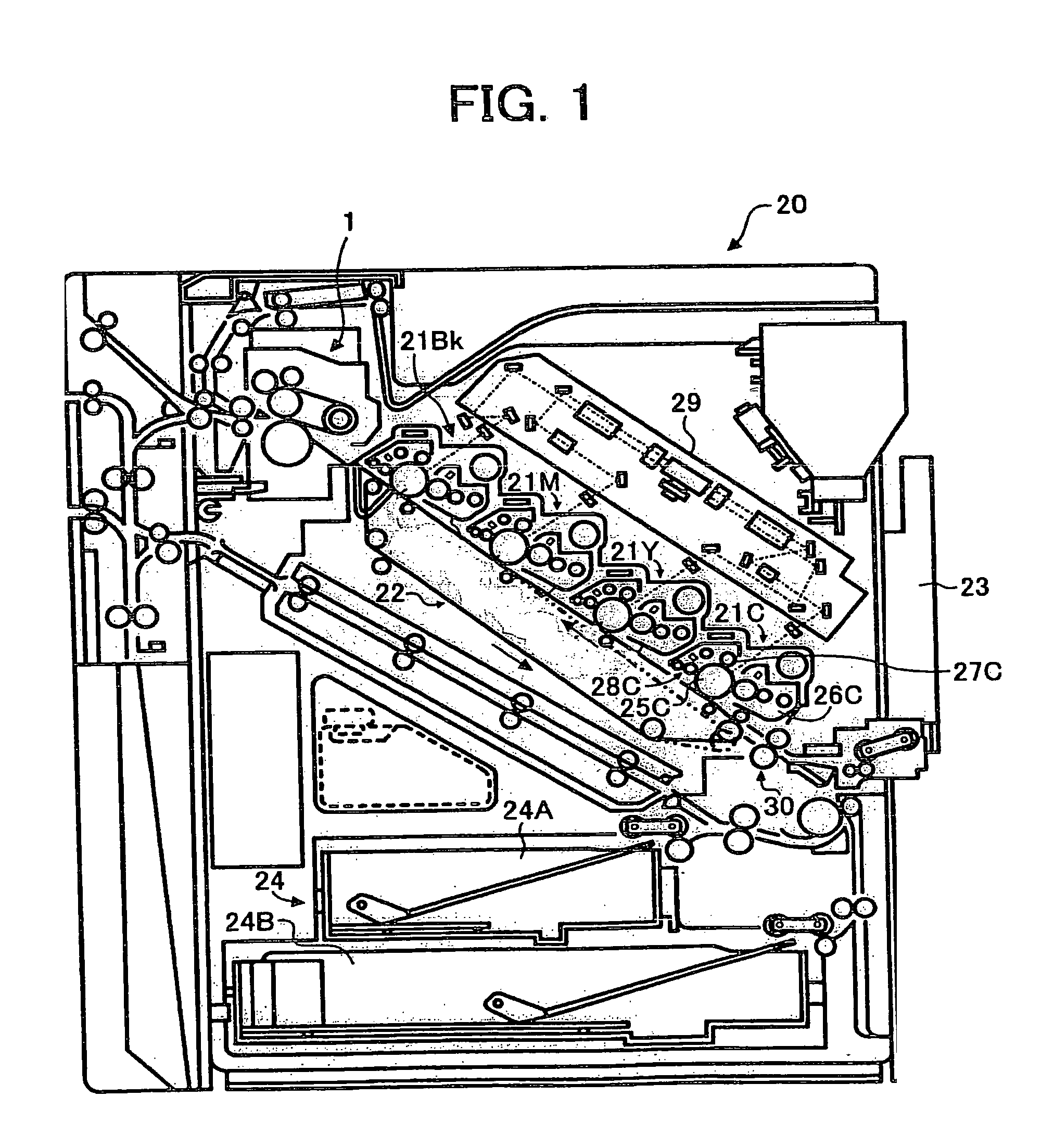 Image forming device with a control means to correct the fixing control temperature