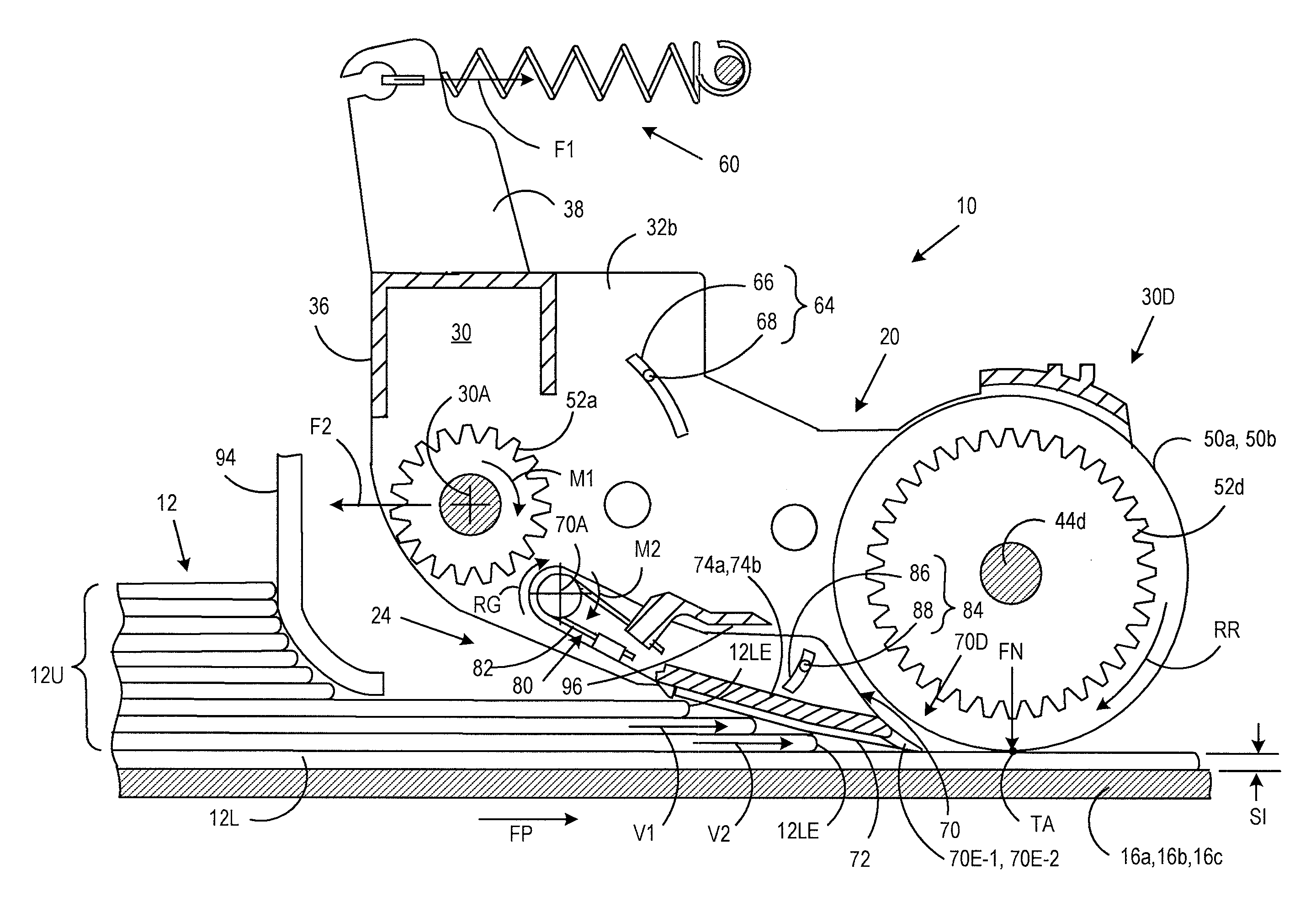 Ingestion guide assembly for augmenting sheet material separation in a singulating apparatus