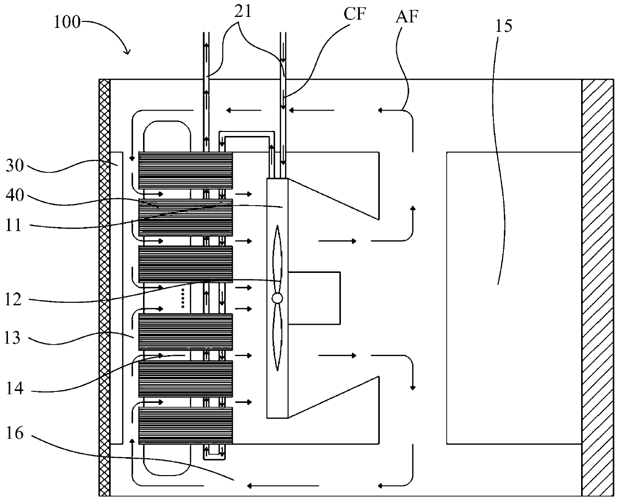 Cooling device, stator and wind driven generator