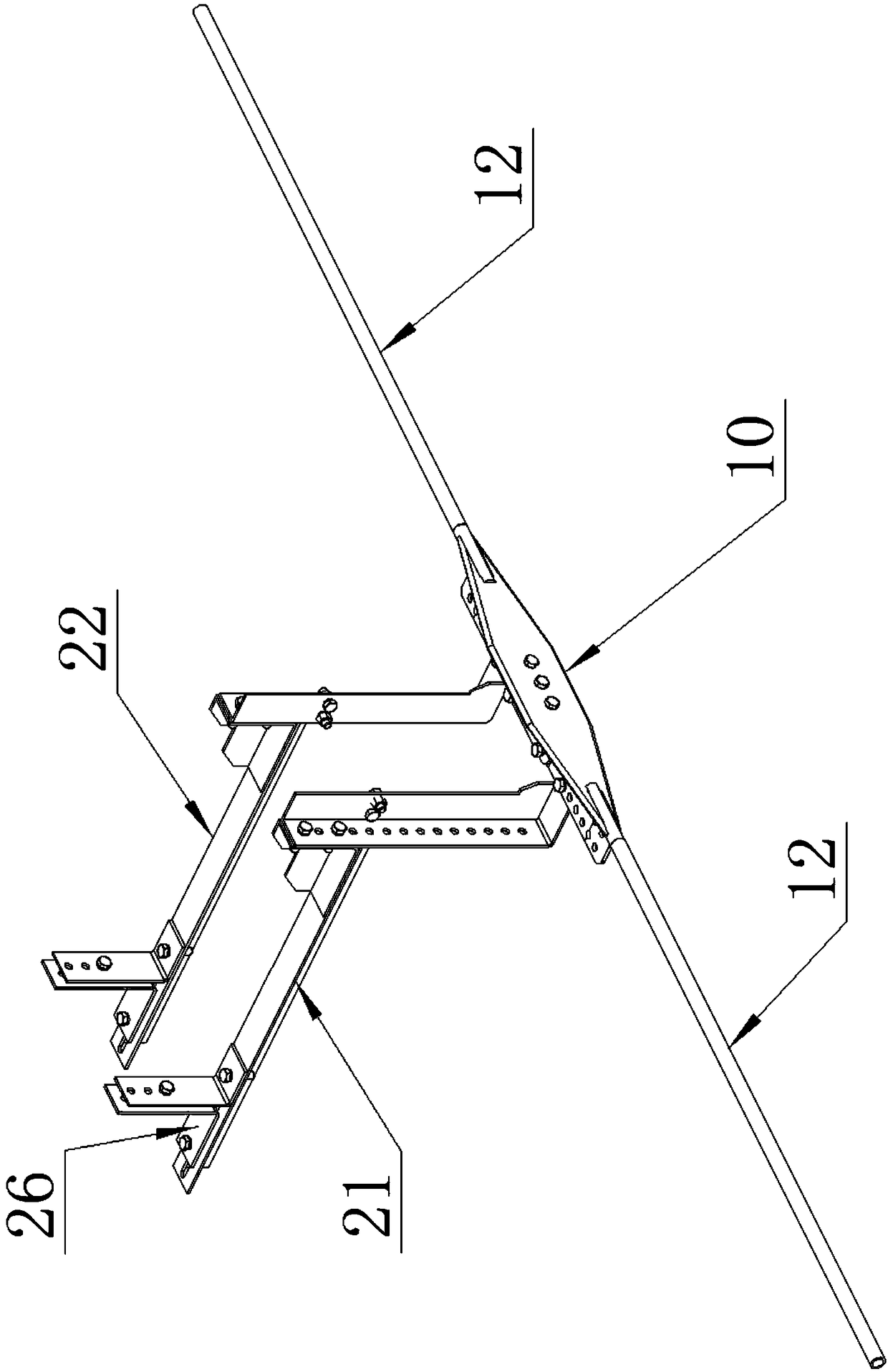 A tower obstacle-crossing bridge for an overhead transmission line wheeled patrol robot