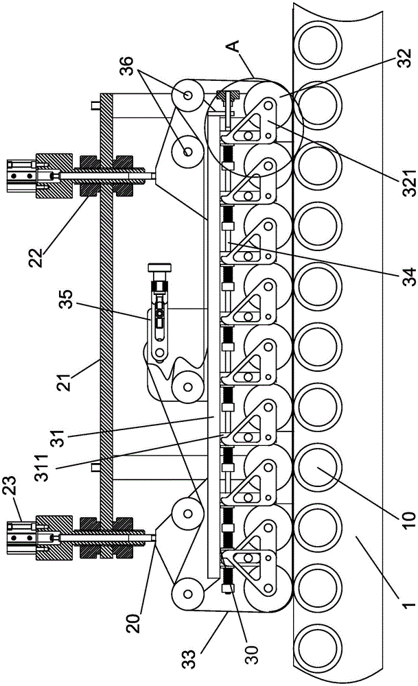 Rear press roller mechanism for cylinder forming of paper bag machine