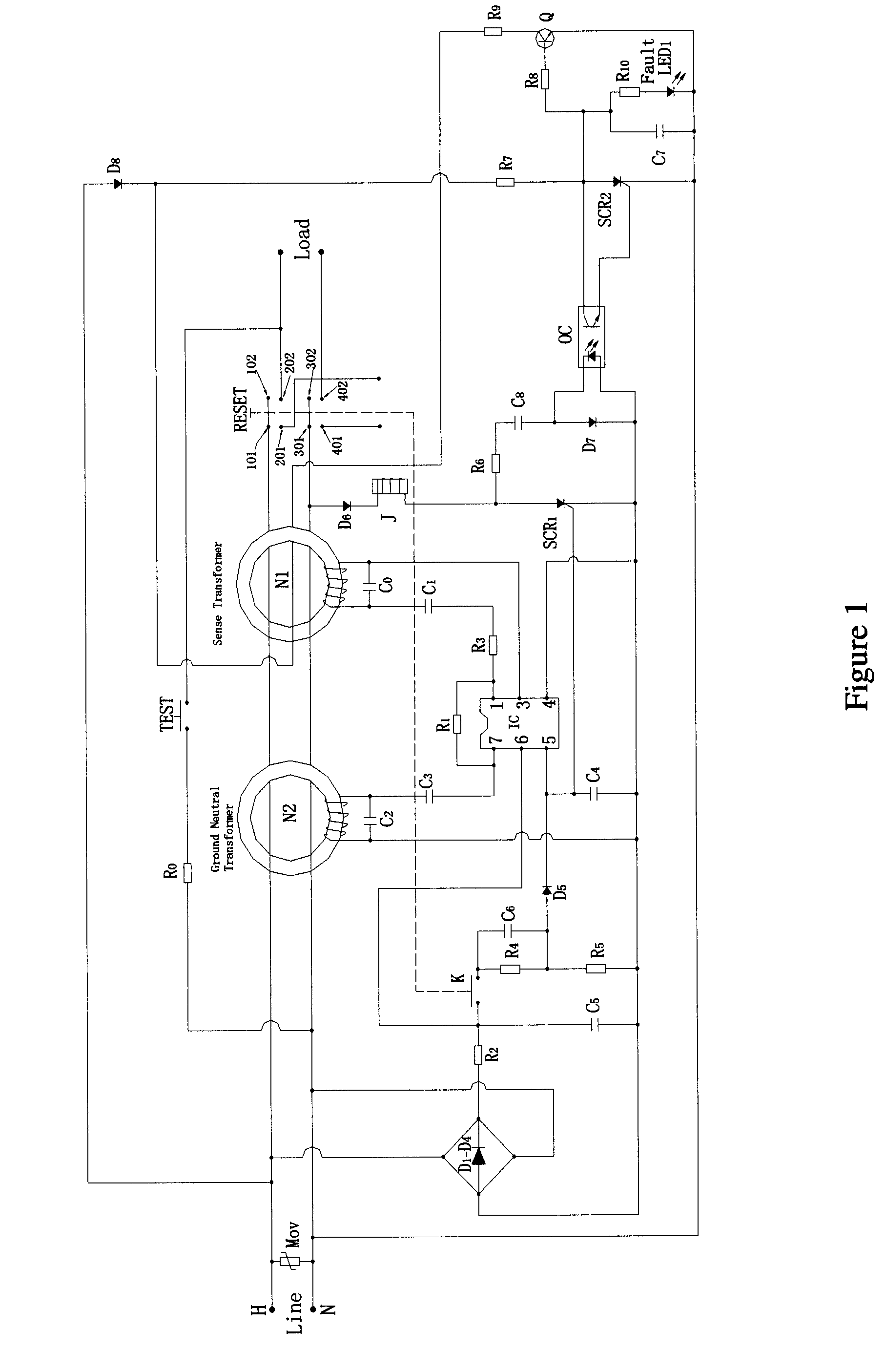 Control circuit of ground fault circuit interrupter (GFCI)