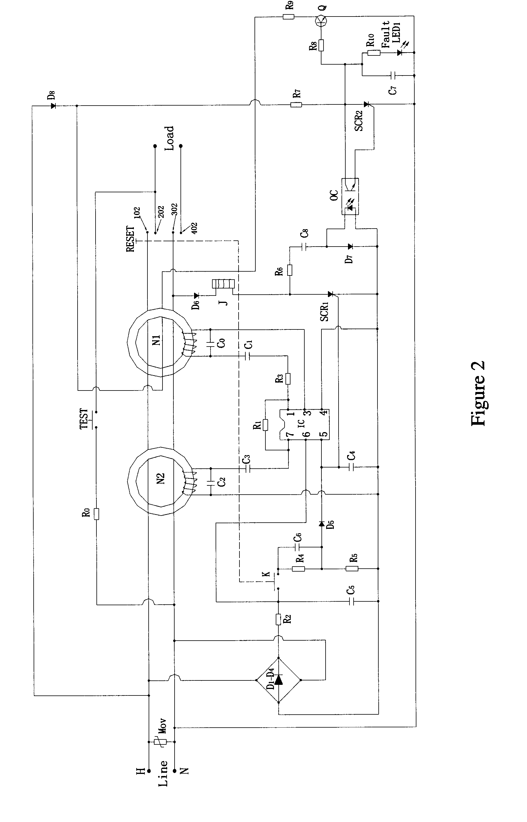 Control circuit of ground fault circuit interrupter (GFCI)