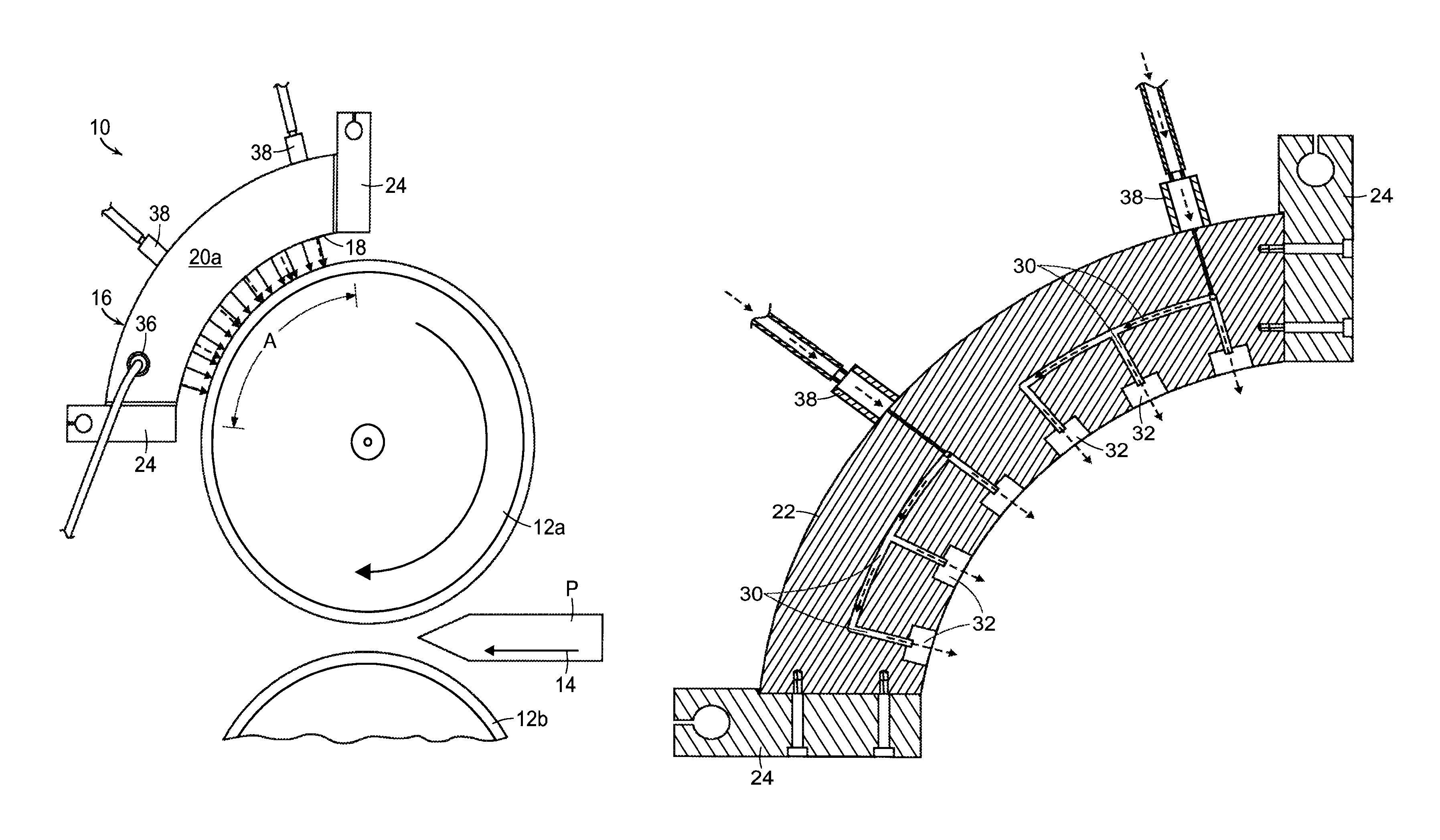 Cooling device for a rolling mill work roll