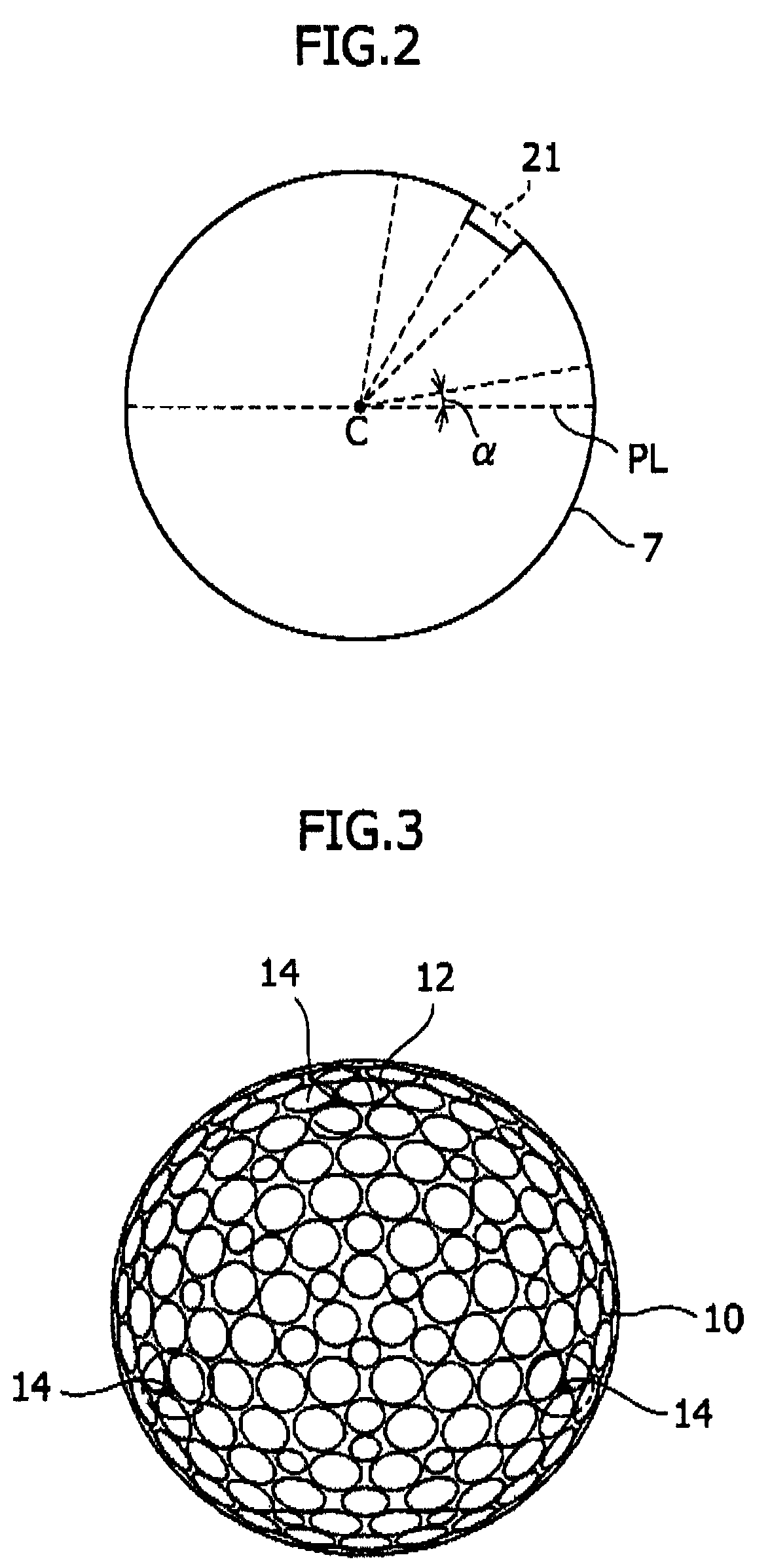 Golf ball and die for molding the same