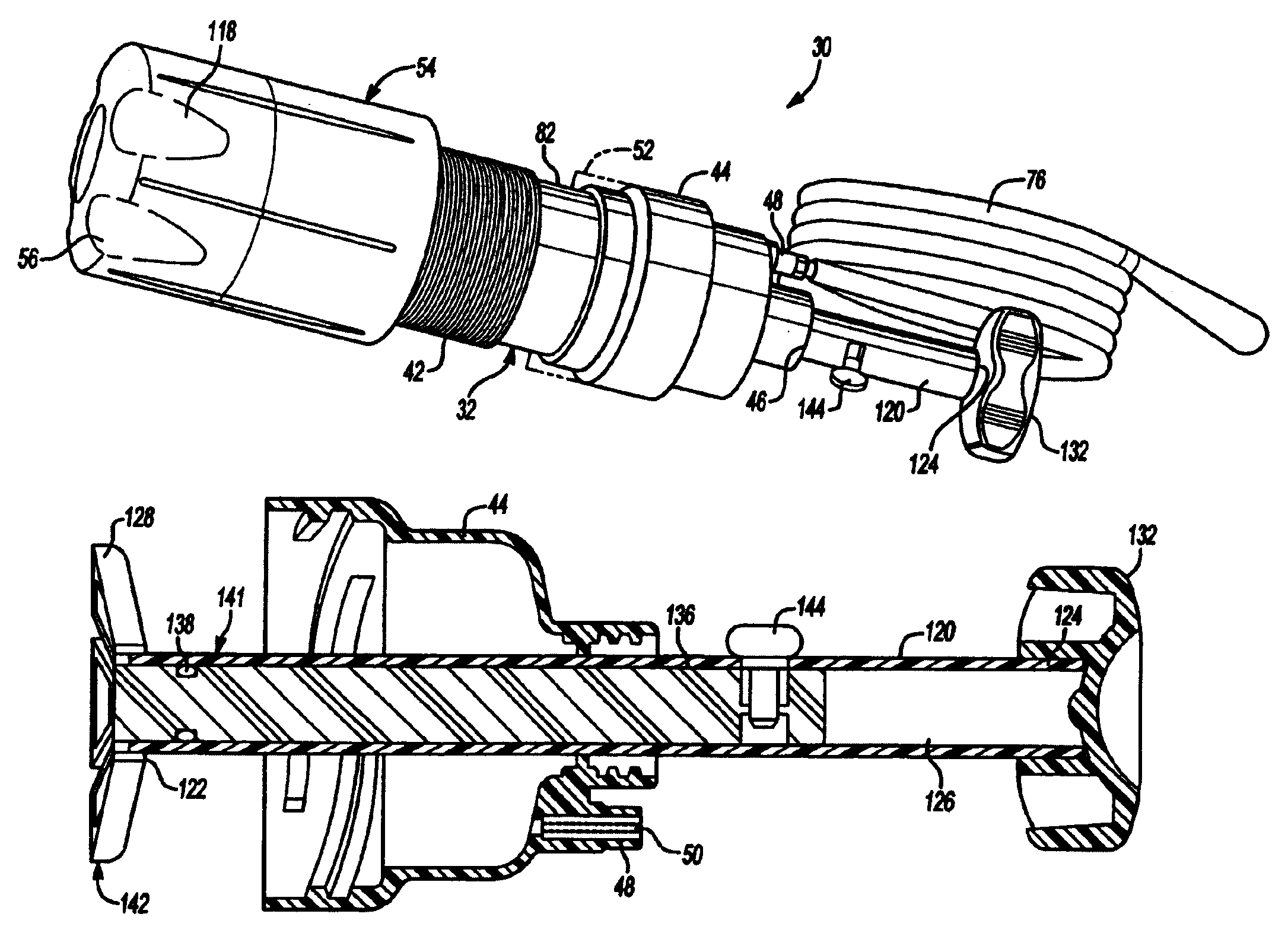 Bone cement mixing and delivery device with releasable mixing blade