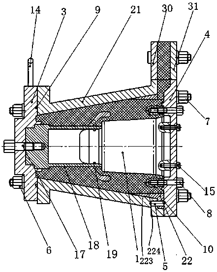 Machining method for external molded part of outer mold of insulator pouring mold