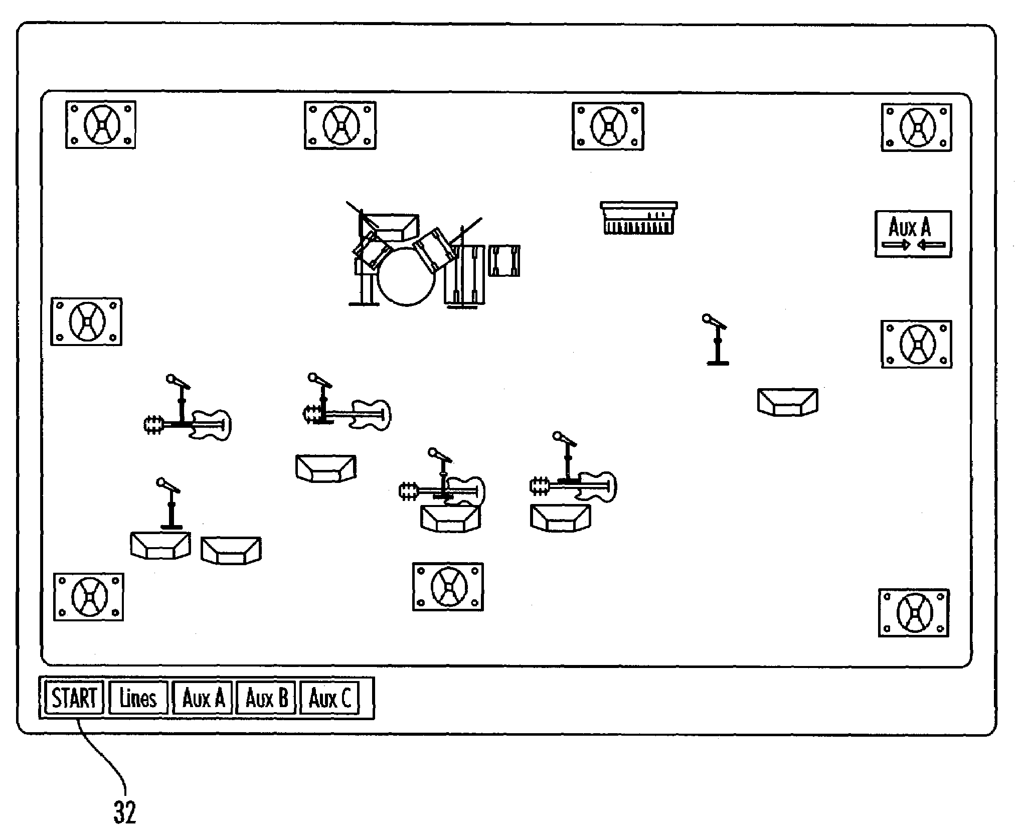 Live performance audio mixing system with simplified user interface