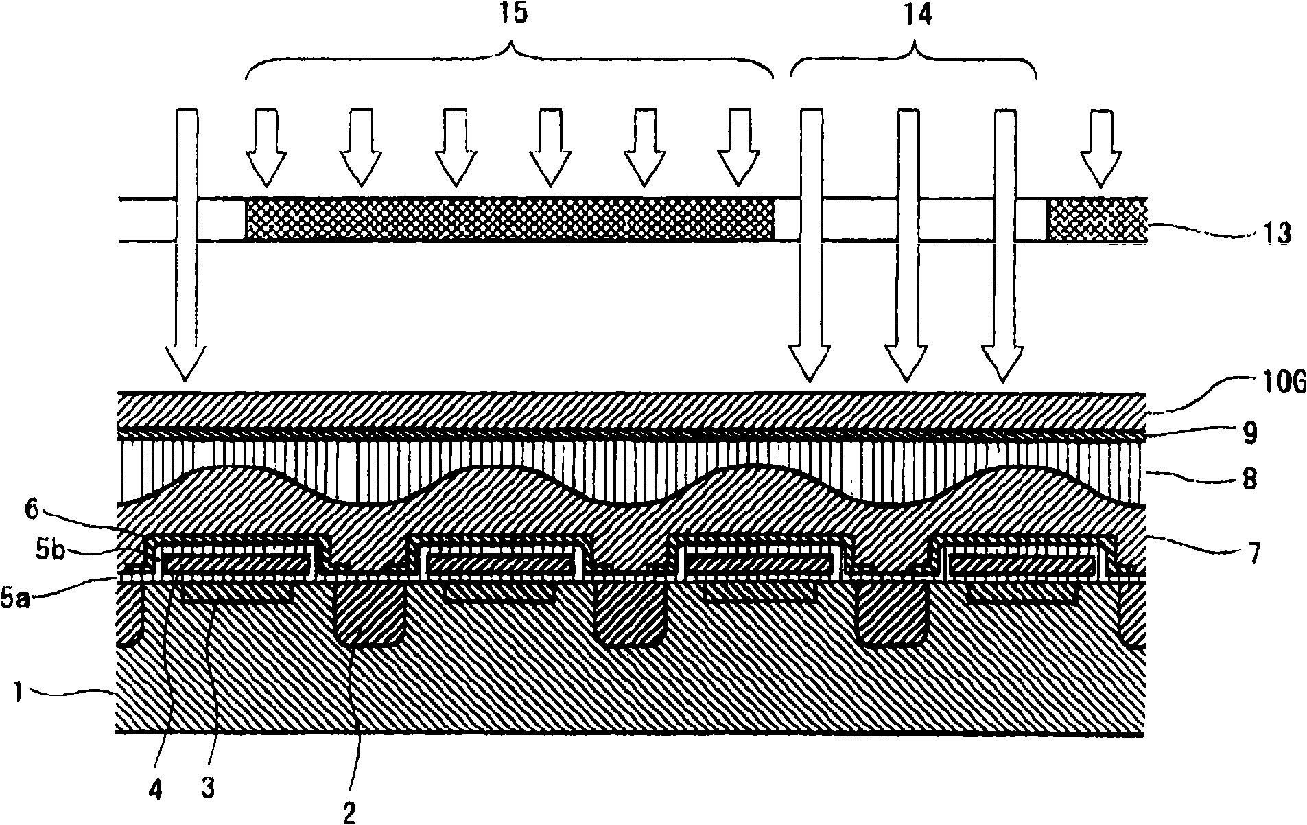 Colored photosensitive resin composition, and color filter array and solid-state image pickup device using the same