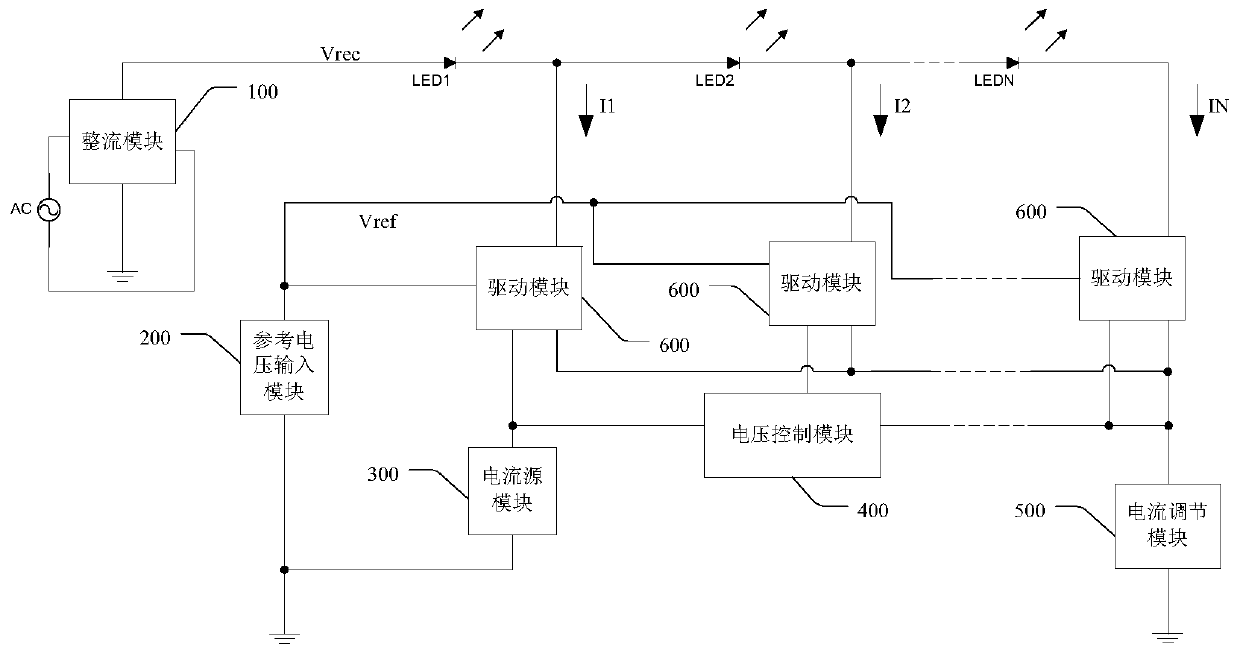 Multi-segment linear LED drive circuit, device and driving method