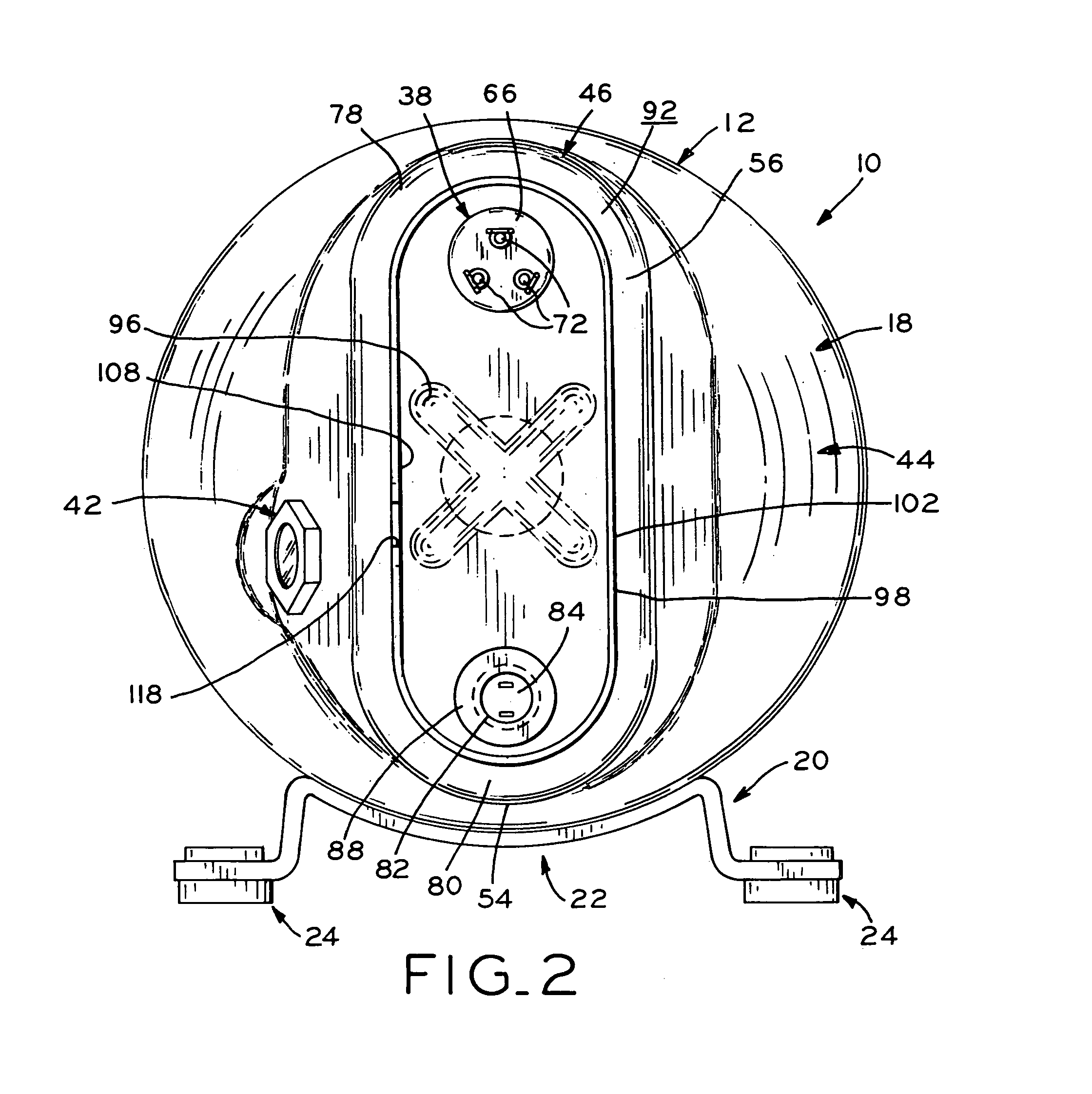 Horizontal compressor end cap with a terminal, a visually transparent member, and a heater well mounted on the end cap projection