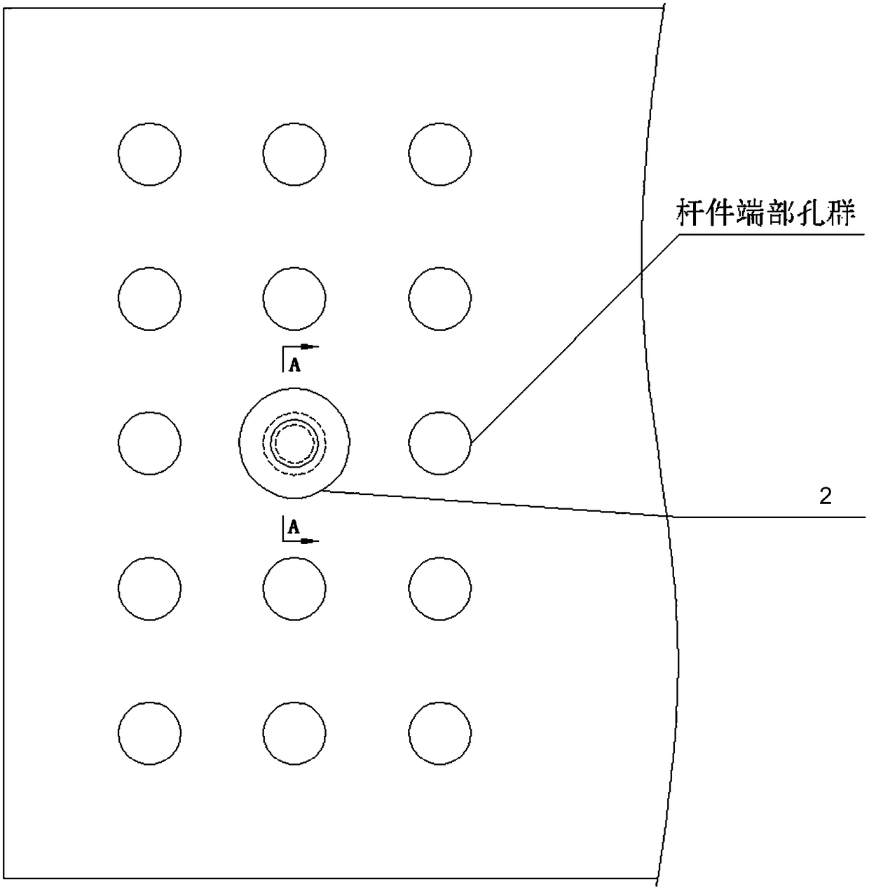 Measuring tool for space size of high-strength bolt hole group