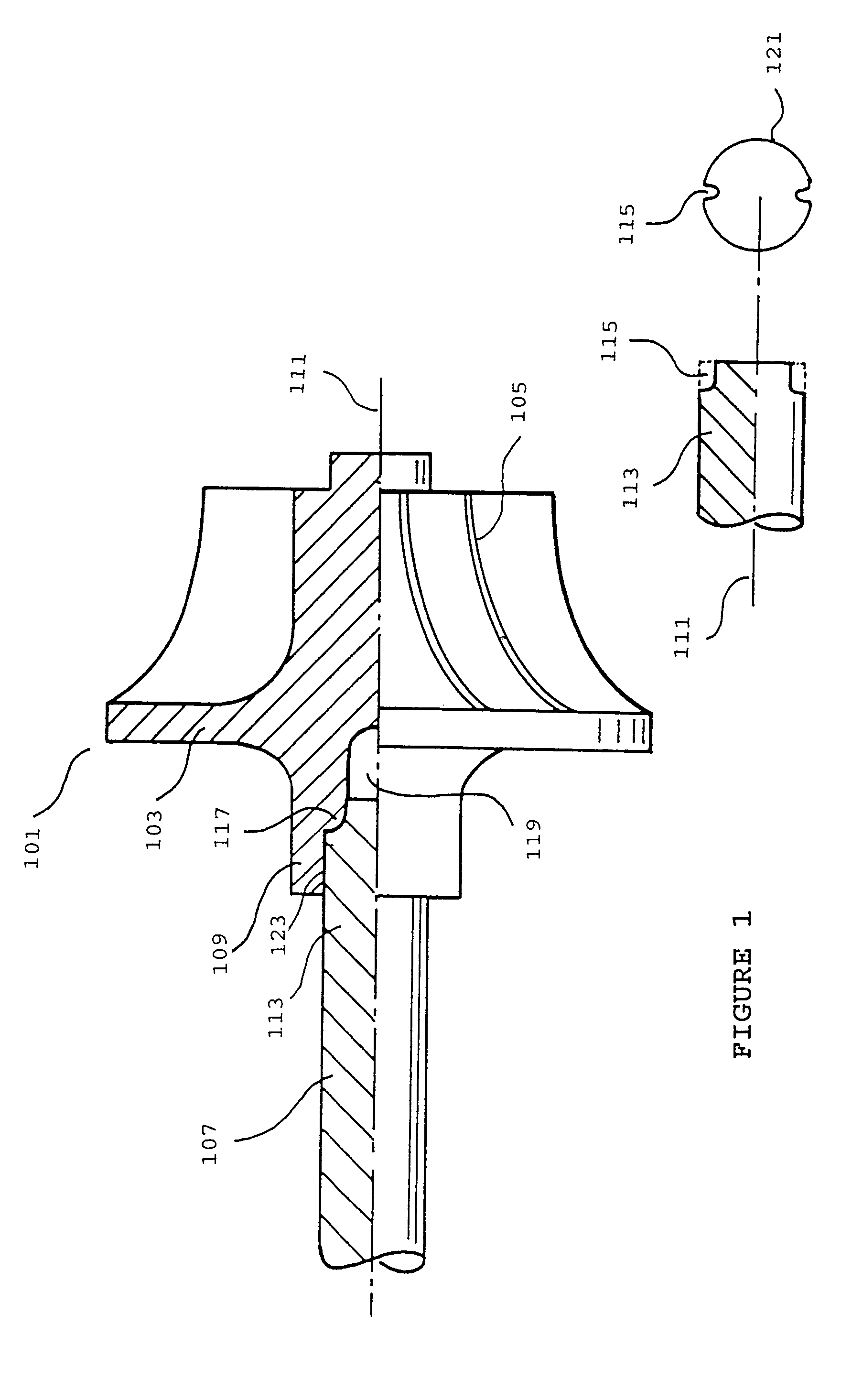 Metal injection molded turbine rotor and metal shaft connection attachment thereto