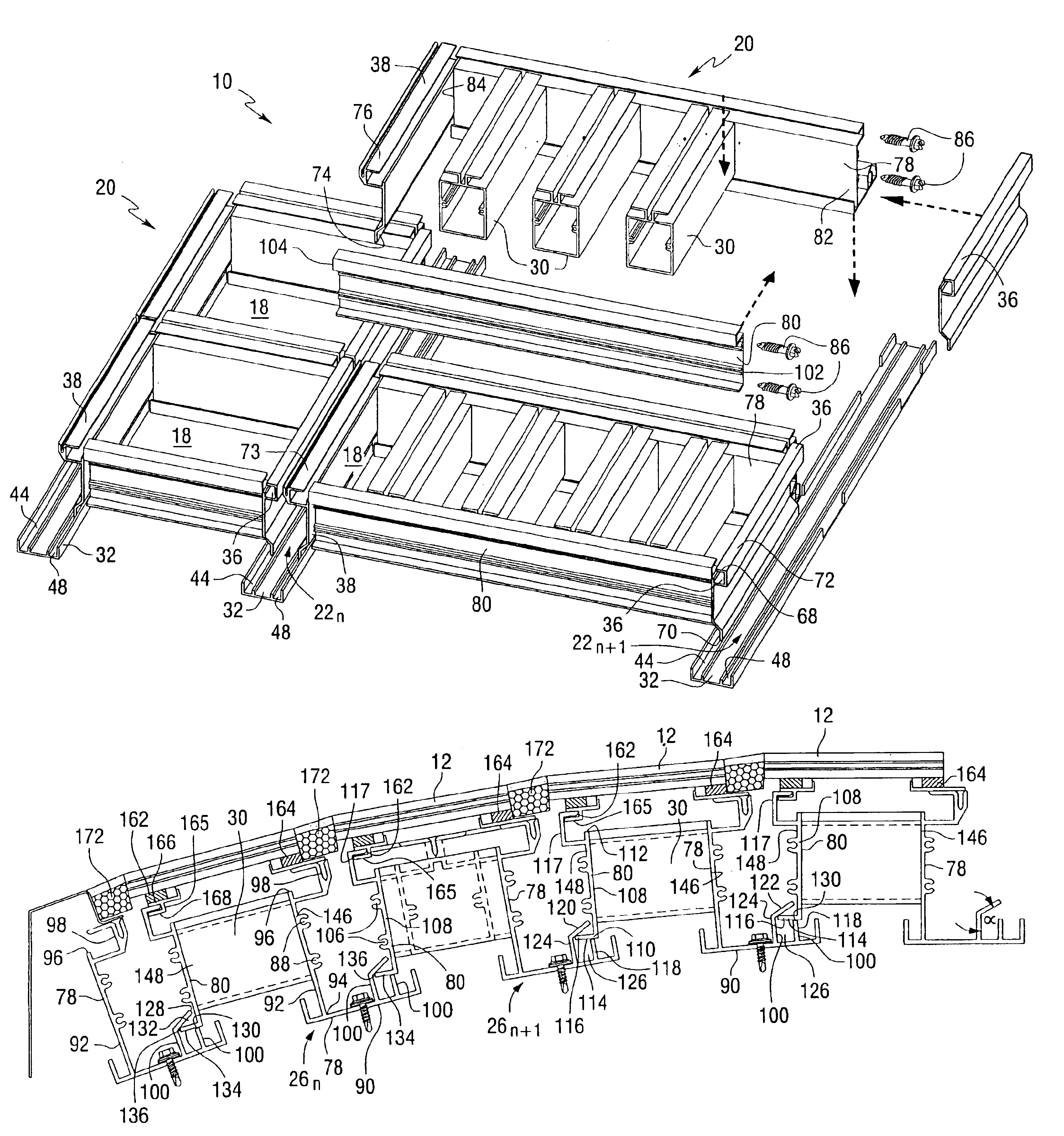 Modular system for securing flat panels to a curved support structure