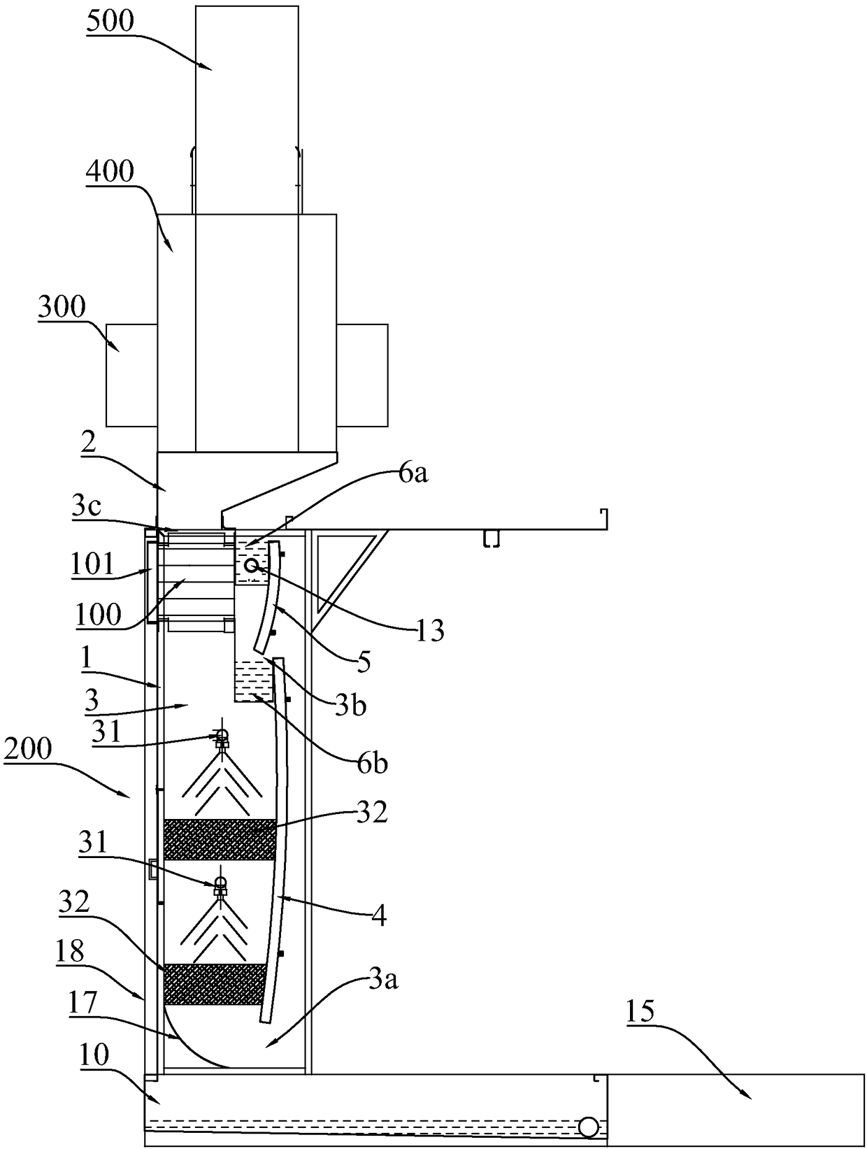 Integrated cooling pad waste gas treatment equipment