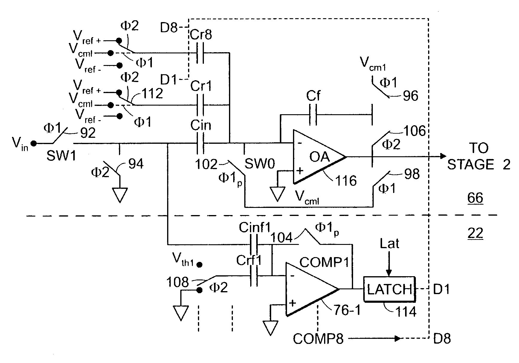 Analog-to-digital converter without track-and-hold