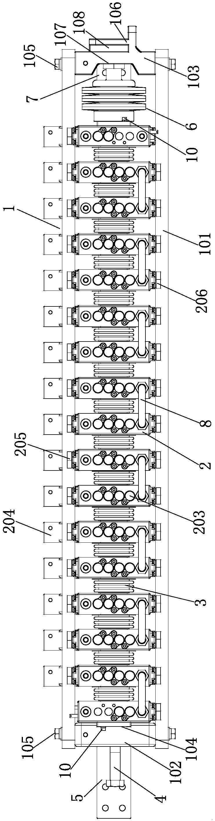 Thyristor converter valve large component silicon stack structure