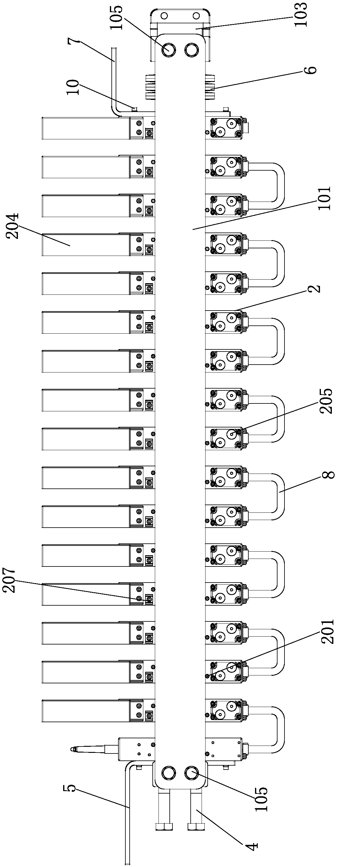 Thyristor converter valve large component silicon stack structure