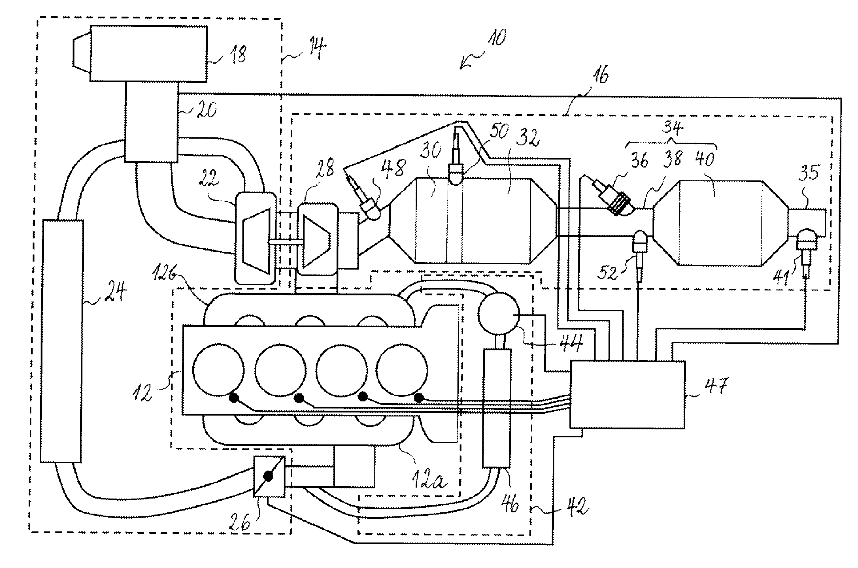 Compression-ignition engine with exhaust system