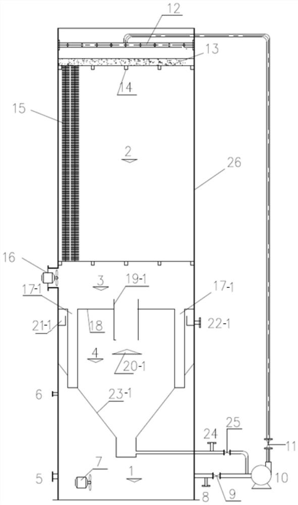 Integrated device and method for A/O tower biological treatment of organic sewage containing COD and nitrogen