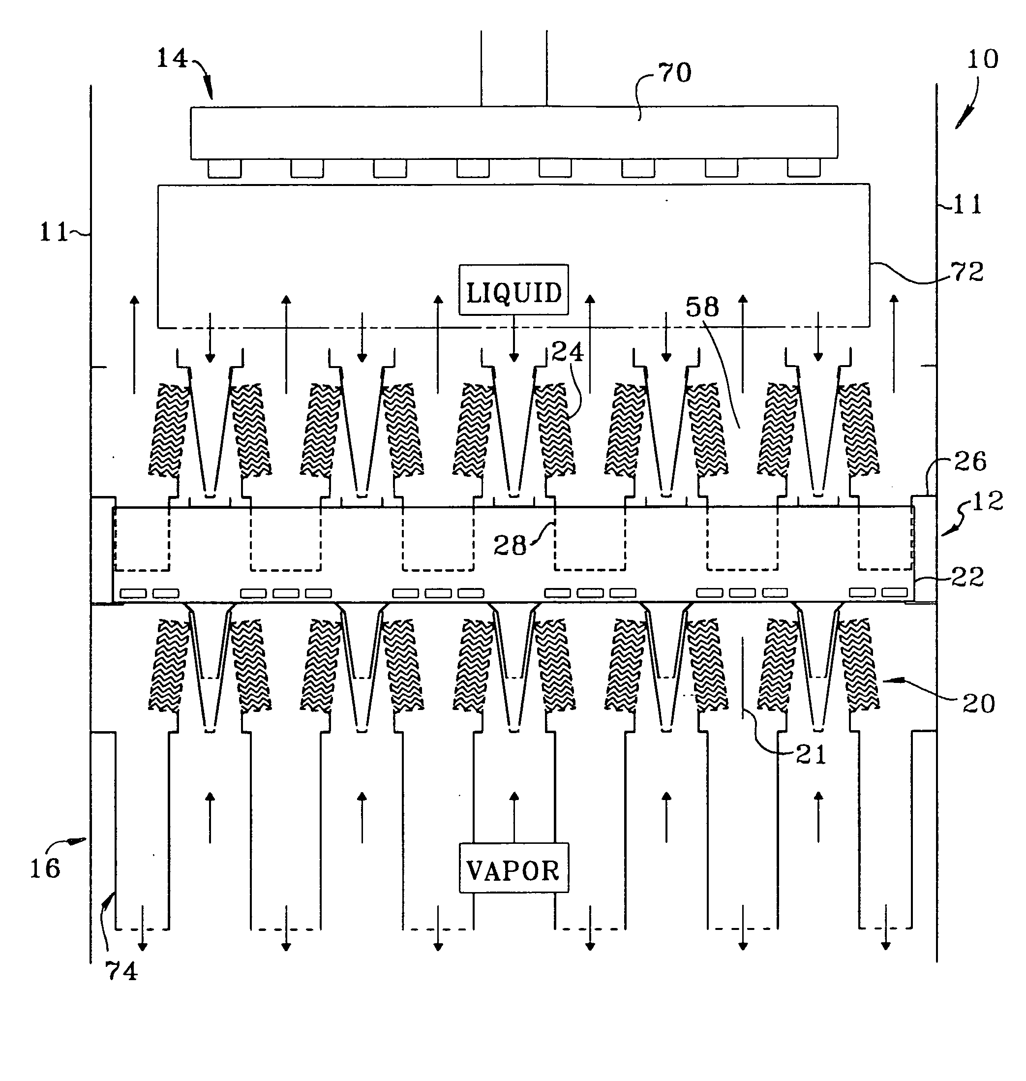 Co-current vapor-liquid contacting apparatus