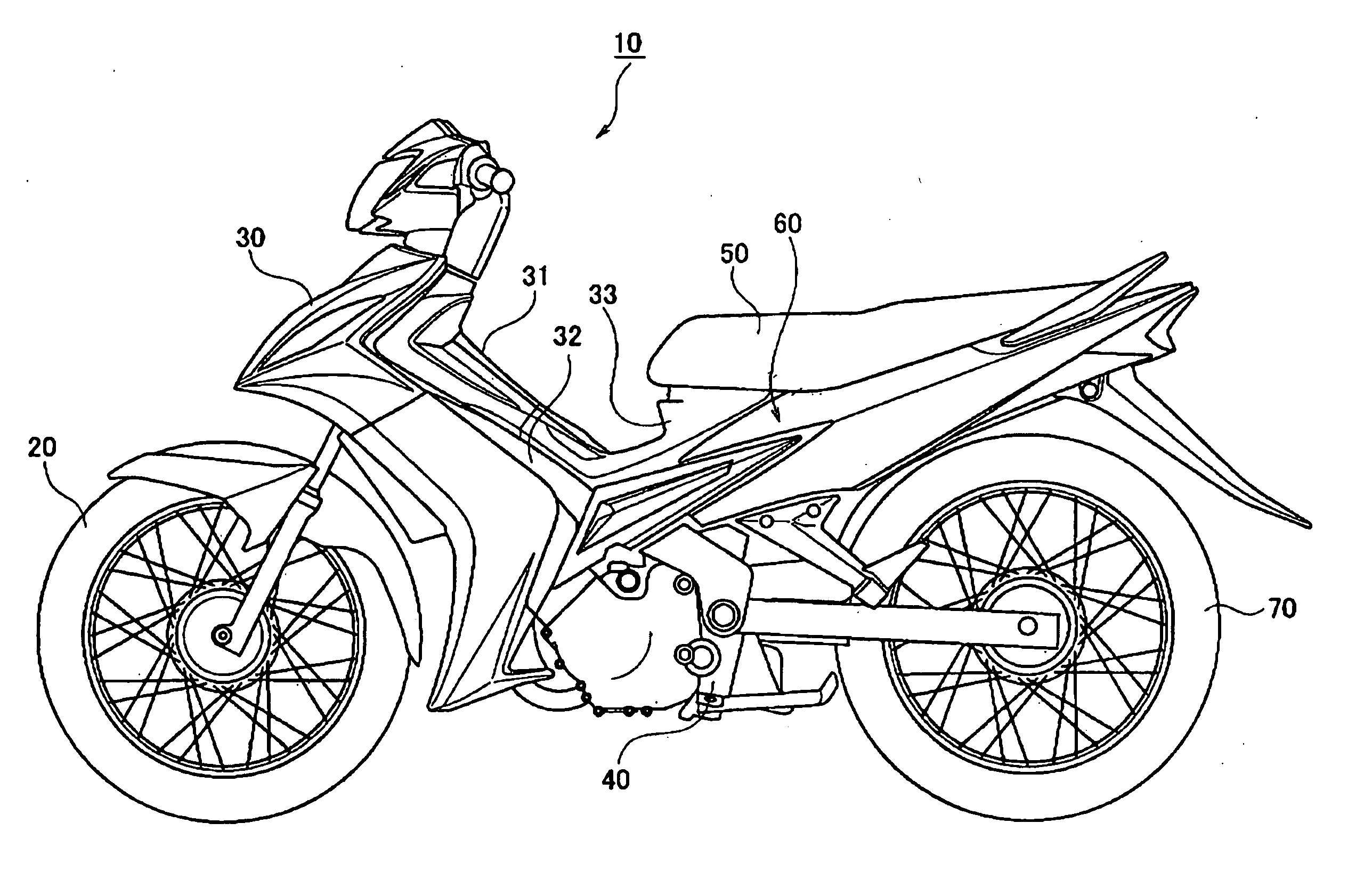 Body fairing assembly for scooter