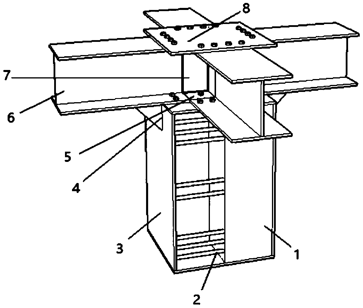 A joint structure and construction method of section steel wrapped concrete columns and steel beams