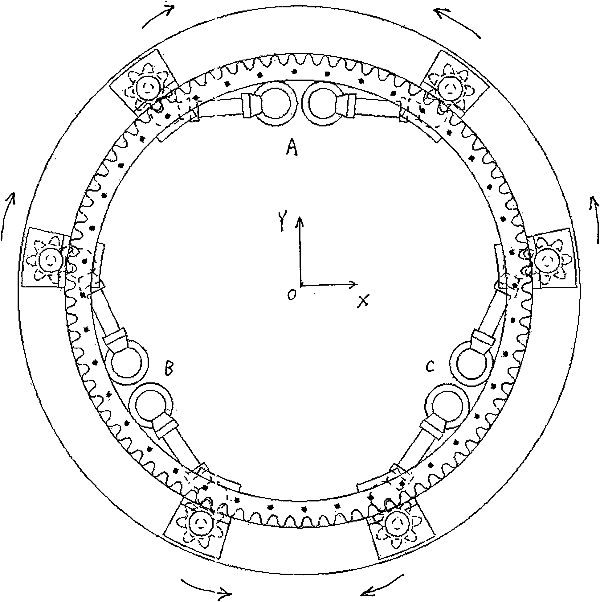 Movement implementing mechanism for LAMOST type astronomical focus panel