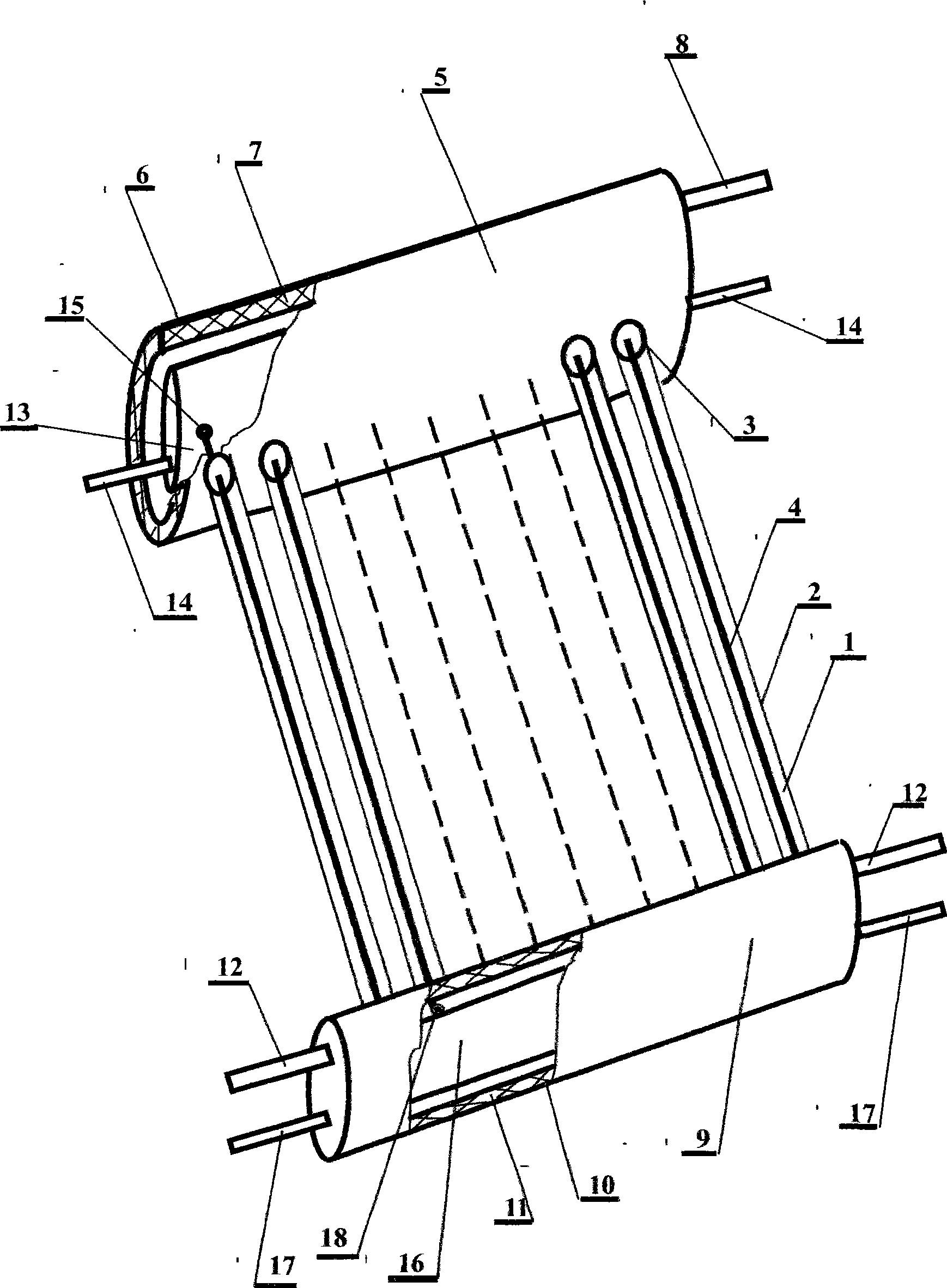 Low-price water and gas dual-purpose vacuum heat collecting pipe and heating device thereof