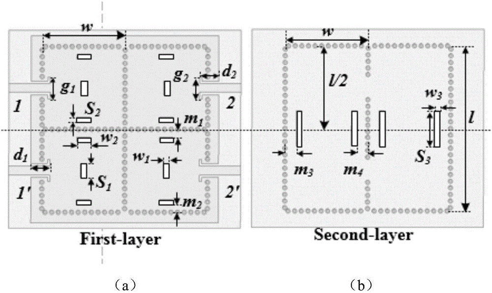 Double passband differential filter having laminated substrate integration waveguide structure