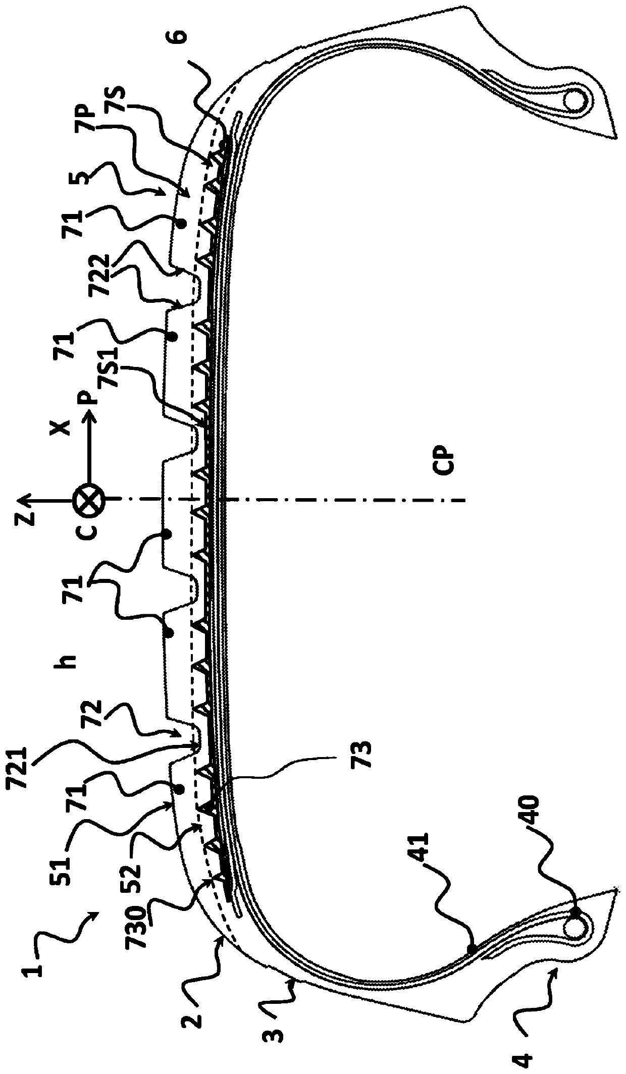 Tyre comprising a tread containing circumferential reinforcing elements in the sublayer