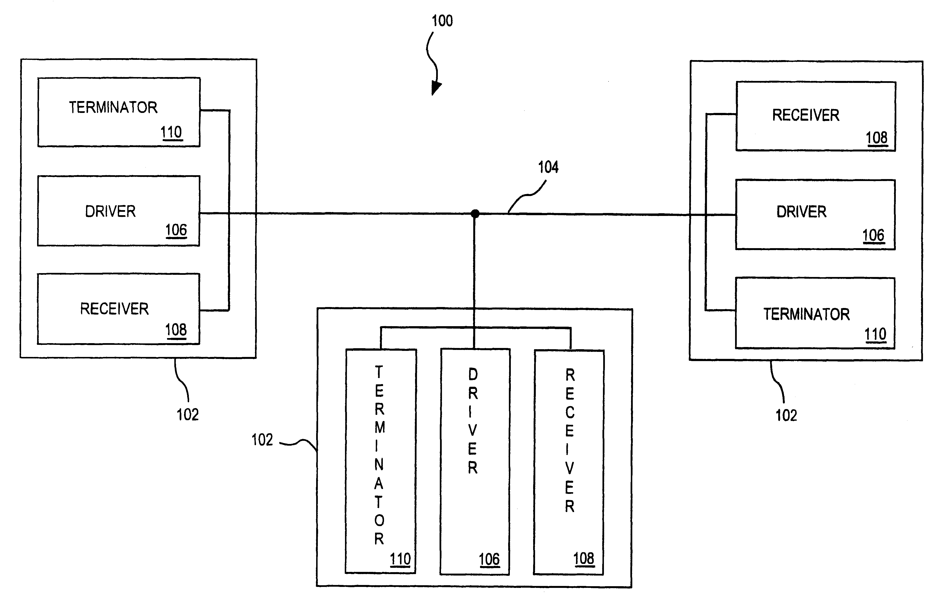 Termination of transmission lines using simultaneously enabled pull-up and pull-down circuits