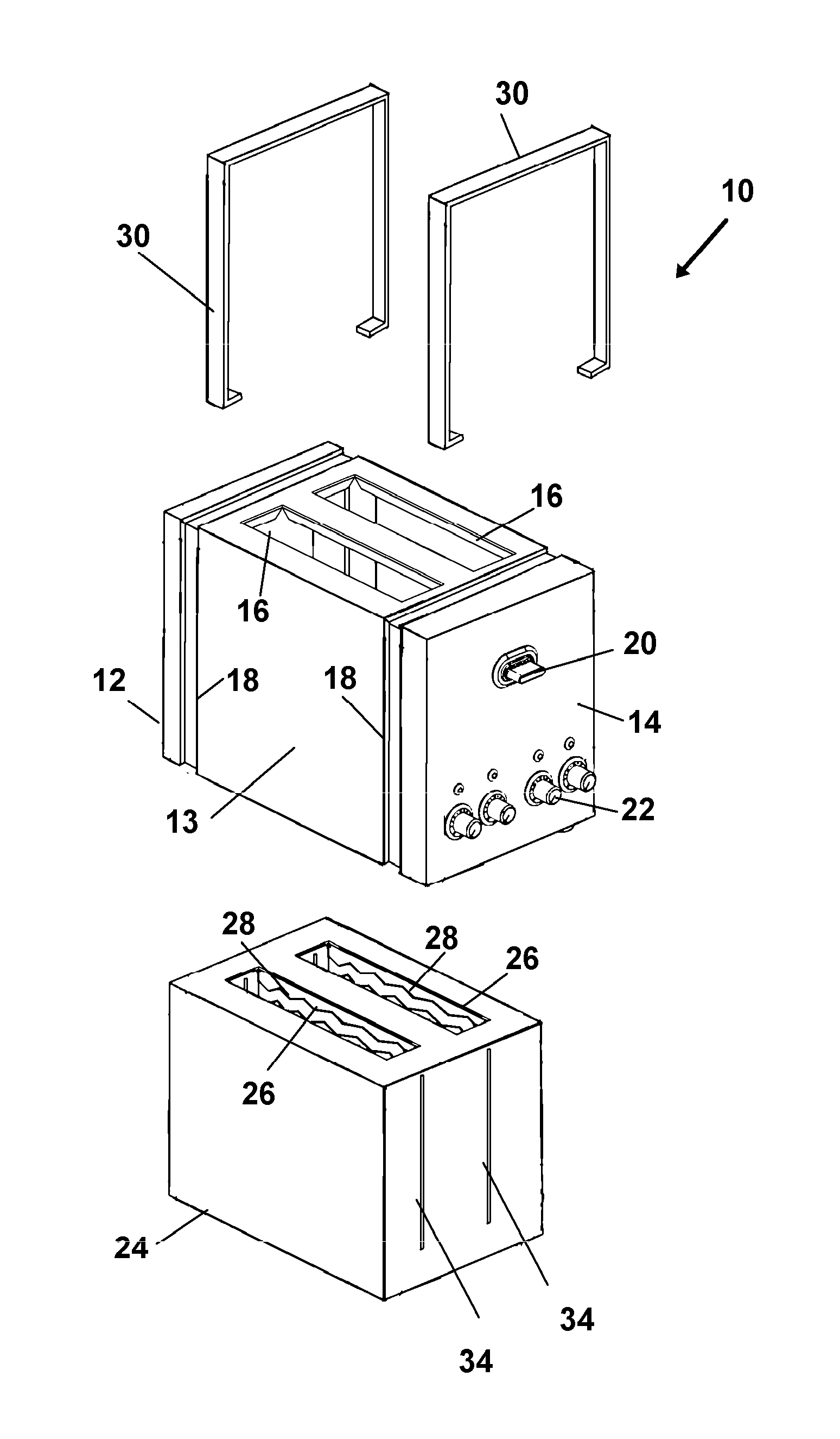 Toaster with independently controllable heating elements