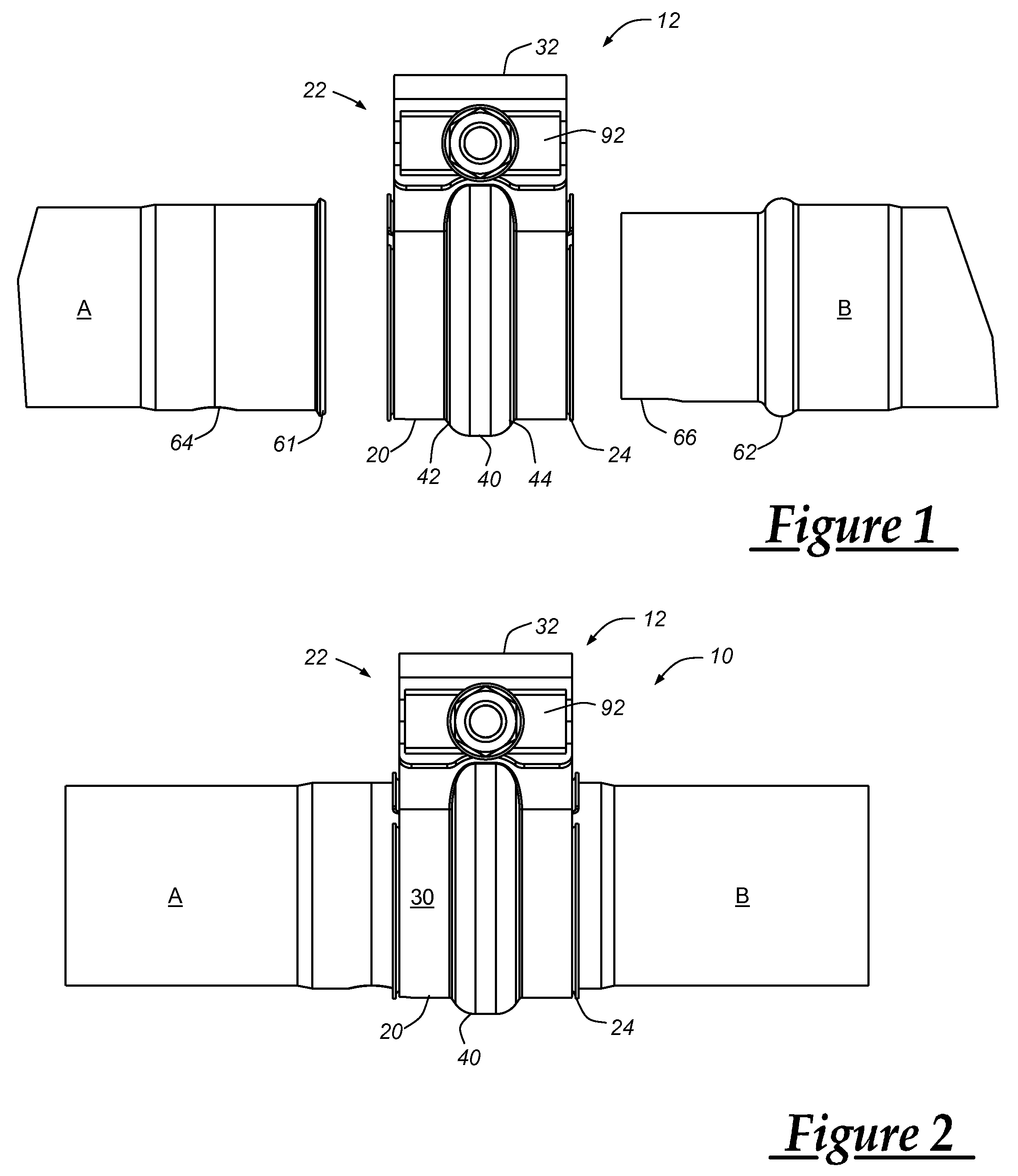 Single-bolt band clamp with gasketed center rib and pipe lap joint using the same