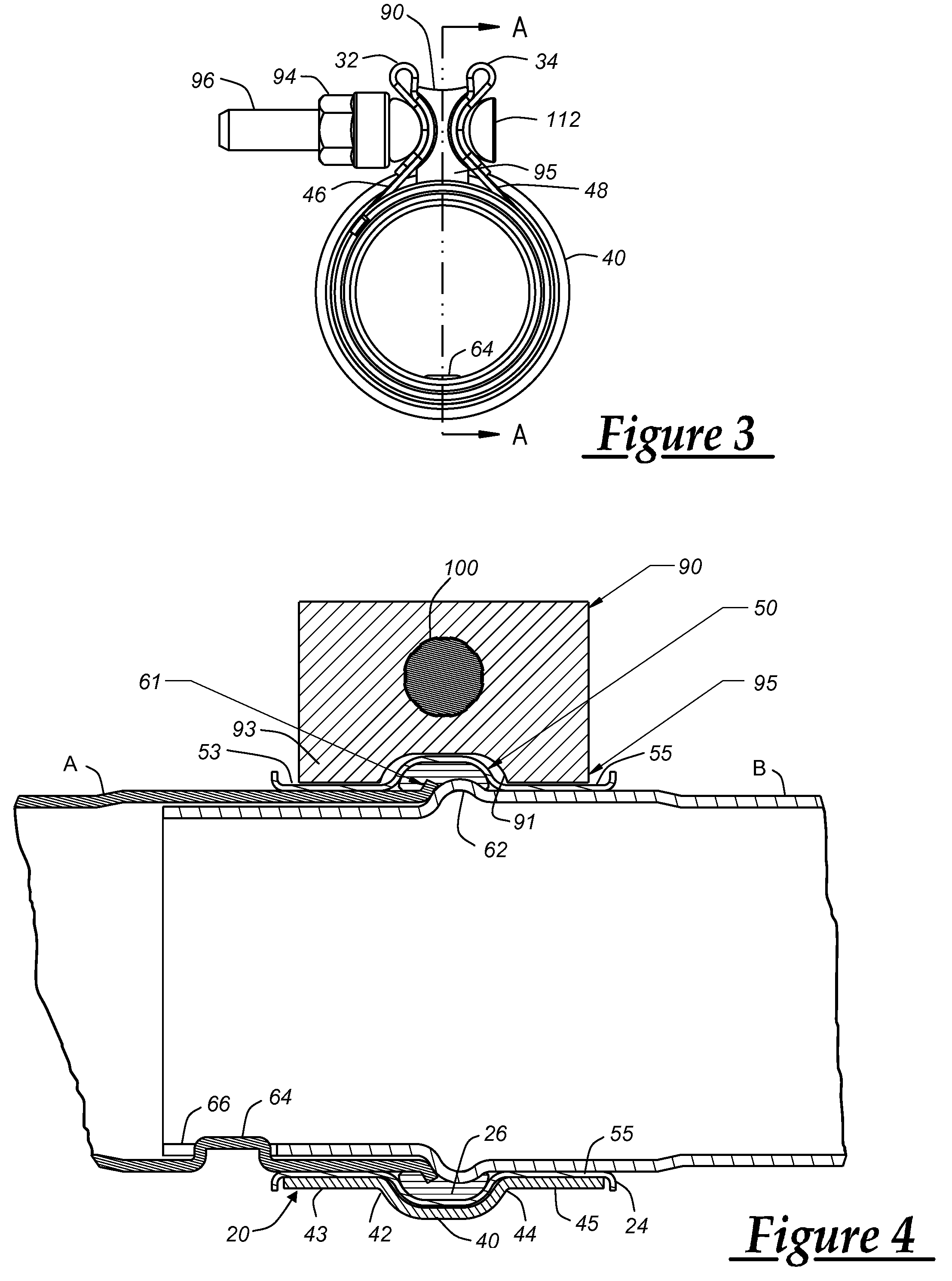 Single-bolt band clamp with gasketed center rib and pipe lap joint using the same