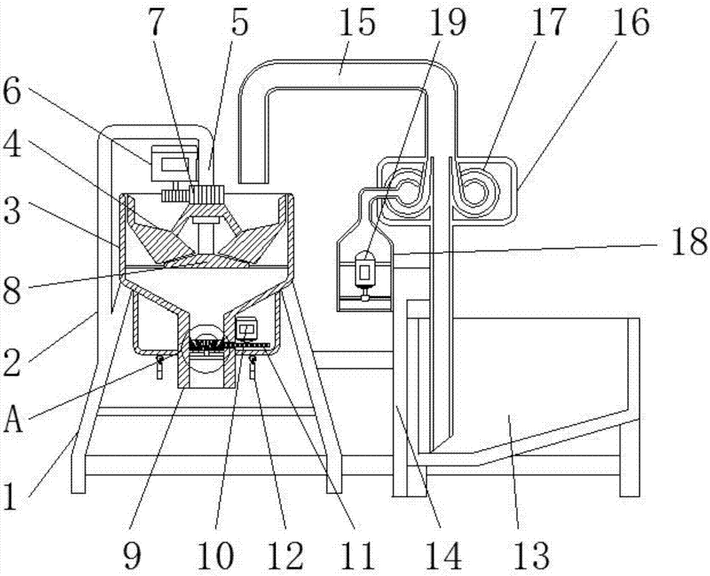 Automatic suction particle crushing grinder