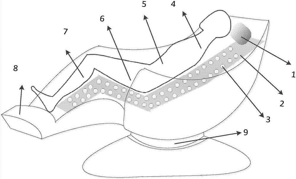 Intelligent deck chair cushion for hypnosis and method thereof for measuring heart rate and breathing waves