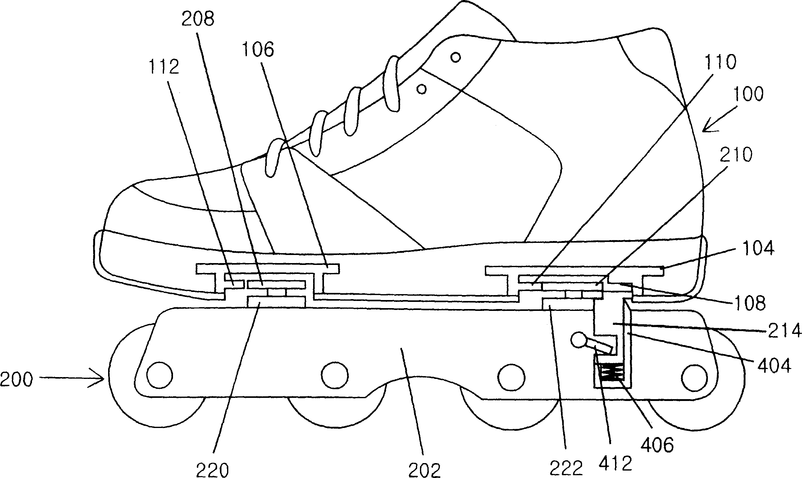 Detachable roller skating boots