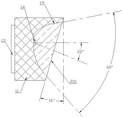 Downwards inclined light bar provided with bent-pin circuit connectors and display screen