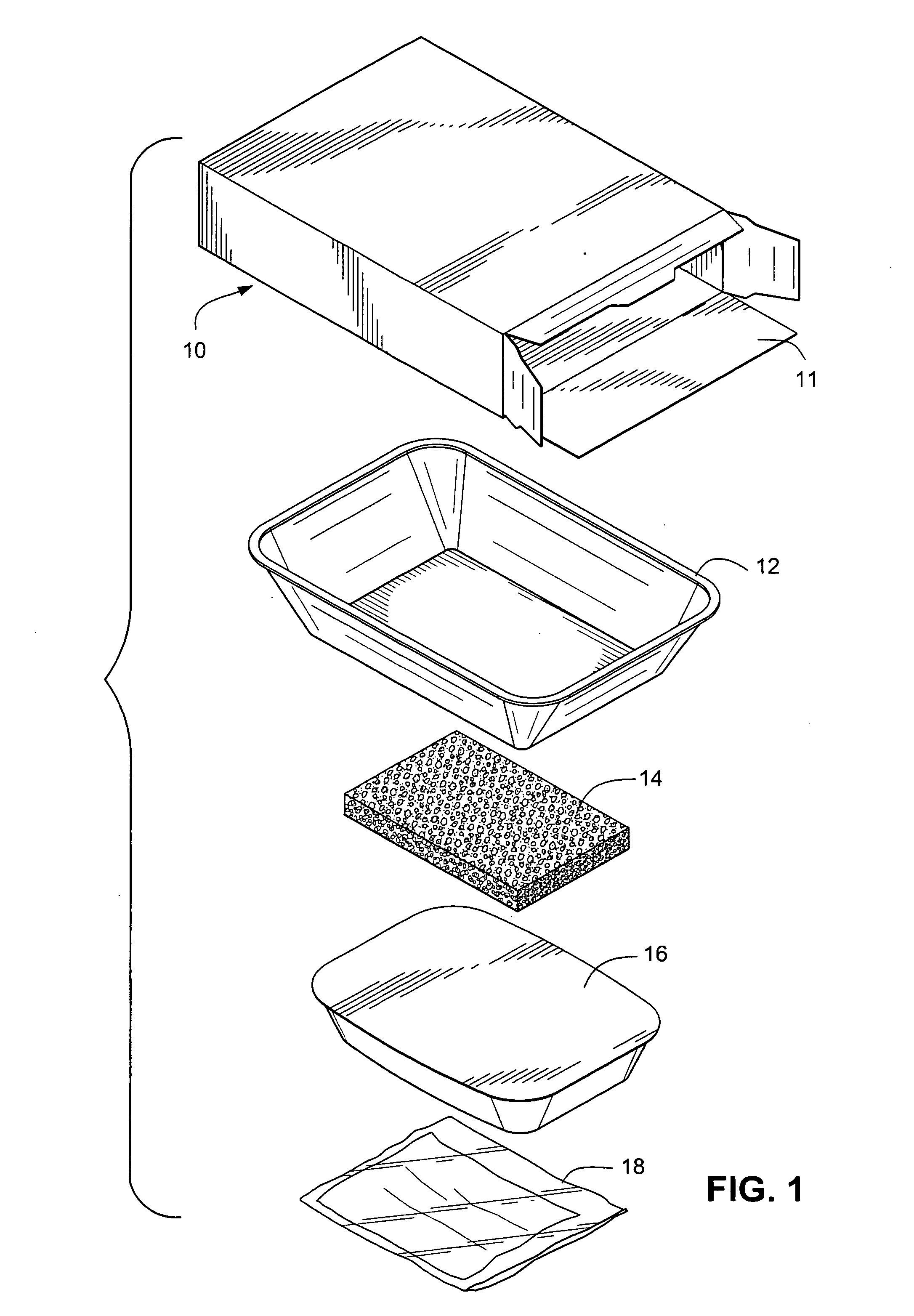 Self-contained and self-heating food, meal and drink package